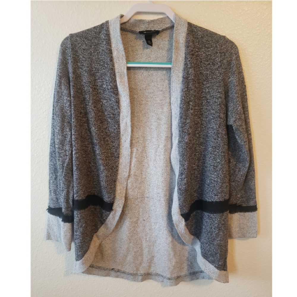 AB Studio merle gray cardigan with black trim